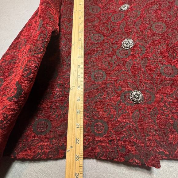 Vtg Touch O Blue Red Black Burnout Button Jacket Top M Boho Retro Indie Edgy - Picture 6 of 8